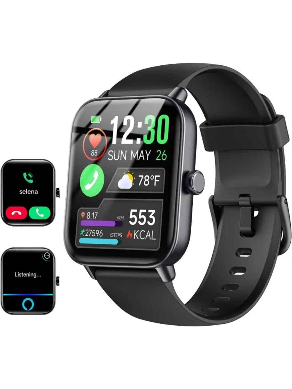 Smartwatch for Men & Women, 2 Interchangeable Bands, Android & iPhone Compatible